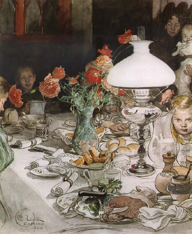 Around the Lamp at Evening, Carl Larsson